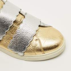 Pre Owned حذاء رياضي فندي فلكرو متعرج جلد ميتالك ثلاثي اللون مقاس 38