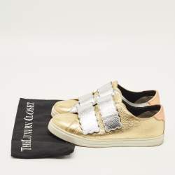 Pre Owned حذاء رياضي فندي فلكرو متعرج جلد ميتالك ثلاثي اللون مقاس 38