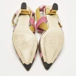 Pre Owned حذاء كعب عالي فندي كوليبري كانفاس زوكا وشبكة بحزام للكاحل مقاس 37