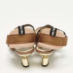 Pre Owned Fendi Colibri Size 38 Zucca Brown/White Leather and PVC Slingback Pumps