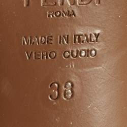 Pre Owned Fendi Colibri Size 38 Zucca Brown/White Leather and PVC Slingback Pumps