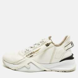 مملوكة مسبقًا Fendi Flow Size 38 White Leather Low Top Sneakers