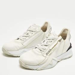 مملوكة مسبقًا Fendi Flow Size 38 White Leather Low Top Sneakers