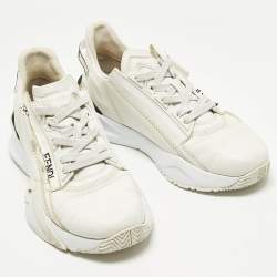 مملوكة مسبقًا Fendi Flow Size 38 White Leather Low Top Sneakers