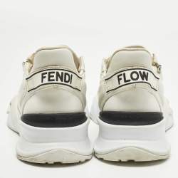 مملوكة مسبقًا Fendi Flow Size 38 White Leather Low Top Sneakers