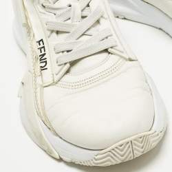مملوكة مسبقًا Fendi Flow Size 38 White Leather Low Top Sneakers