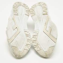 مملوكة مسبقًا Fendi Flow Size 38 White Leather Low Top Sneakers