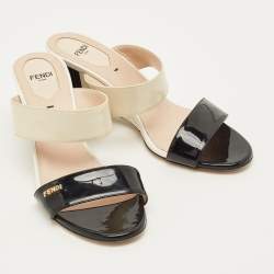 Pre Owned صندل سلايد فندي كعب روكي جلد لامع متعدد الألوان مقاس 40