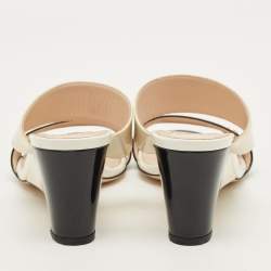 Pre Owned صندل سلايد فندي كعب روكي جلد لامع متعدد الألوان مقاس 40