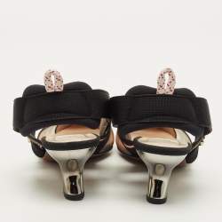 مملوكة مسبقًا حذاء كعب عالي فندي كوليبري مش و كانفاس بني/أسود مقاس 38