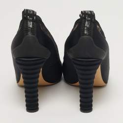 Pre Owned Fendi Promenade Size 39 Black Lace and Mesh Pumps
