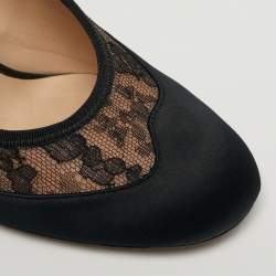 Pre Owned Fendi Promenade Size 39 Black Lace and Mesh Pumps