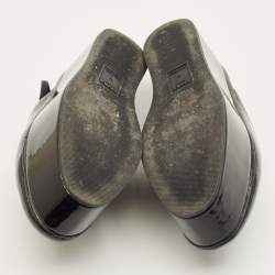 Pre Owned صندل فندي سحاب خلفي جلد لامع أسود منصة مقاس 39