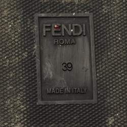 Pre Owned صندل فندي سحاب خلفي جلد لامع أسود منصة مقاس 39