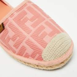Pre Owned Fendi Size 39 Pink Canvas Ankle Strap Espadrille Sandals