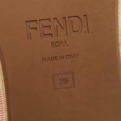 Pre Owned Fendi Size 39 Pink Canvas Ankle Strap Espadrille Sandals