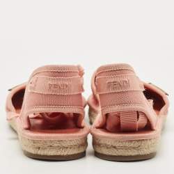 Pre Owned Fendi Size 39 Pink Canvas Ankle Strap Espadrille Sandals