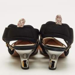 Pre Owned حذاء كعب عالي فندي كوليبري مش و كانفاس بني/أسود مقاس 38