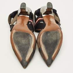 Pre Owned حذاء كعب عالي فندي كوليبري مش و كانفاس بني/أسود مقاس 38