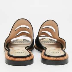 Pre Owned صندل فلات فيندي سويد بني / أسود و بايثون بتصميم مفتوح مقاس 38.5