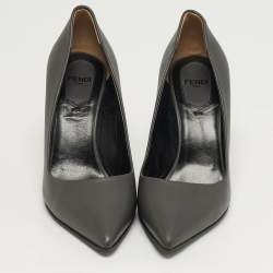 مملوكة مسبقًا Fendi Size 36.5 Dark Grey Leather Pointed Toe Pumps