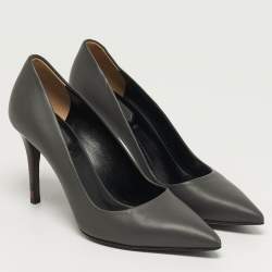 مملوكة مسبقًا Fendi Size 36.5 Dark Grey Leather Pointed Toe Pumps