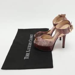 Pre Owned صندل بلاتفورم جلد ثعبان وردي مقاس 36 من فندي فندستا