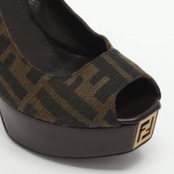مملوكة مسبقًا Fendi Fendista Size 35 Brown Zucca Canvas Platform Sandals