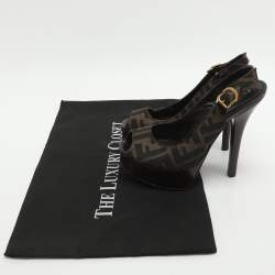 مملوكة مسبقًا Fendi Fendista Size 35 Brown Zucca Canvas Platform Sandals