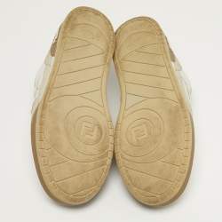 Pre Owned Fendi Match Size 43 White/Cream Leather and Suede Low Top Sneakers
