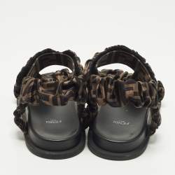 Pre Owned Fendi Feel Size 38 Brown Satin Ankle Strap Sandals