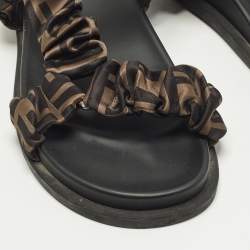 Pre Owned Fendi Feel Size 38 Brown Satin Ankle Strap Sandals