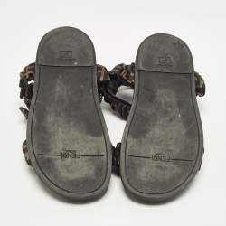 Pre Owned Fendi Feel Size 38 Brown Satin Ankle Strap Sandals