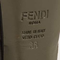 Pre Owned Fendi Fendista Size 38 Grey/Green Suede Platform Pumps