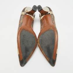 Pre Owned حذاء كعب عالي فندي مقدمة مدببة كوليبري جلد وشبك زوكا أسود / بني مقاس 38