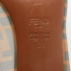 Pre Owned حذاء كعب عالي فندي مقدمة مدببة كوليبري جلد وشبك زوكا أسود / بني مقاس 38