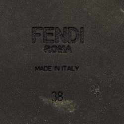 Pre Owned بوت فندي زوكا مطبوع جلد أسود كاحل بطابع FF مقاس 38