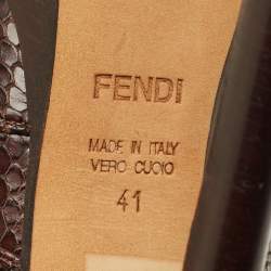 Pre Owned Fendi Size 41 Brown Python Embossed Leather Booties