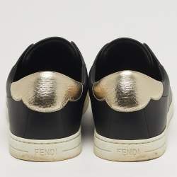 Pre Owned Fendi Rockoclick Size 41 Black Leather Slip On Sneakers