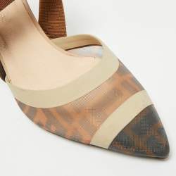 Pre Owned Fendi Colibri Size 36 Brown Leather and PVC Slingback Pumps