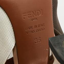 Pre Owned Fendi Colibri Size 36 Brown Leather and PVC Slingback Pumps