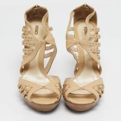 مملوكة مسبقًا Fendi Size 40 Beige Leather Strappy Sandals