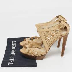مملوكة مسبقًا Fendi Size 40 Beige Leather Strappy Sandals