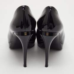 مملوكة مسبقًا Fendi Size 40 Black Patent Leather Peep Toe Pumps