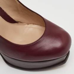 مملوكة مسبقًا Fendi Fendista Size 38 Burgundy Leather Platform Pumps