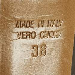 مملوكة مسبقًا حذاء كعب عالي فندي نعل سميك مقدمة مفتوحة جلد نقش سحلية كتل لونية فنديستا وردي / أصفر مقاس 36