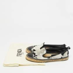 Pre Owned حذاء إسبادريل فلات فندي جلد شبك أسود/أحمر زوكا مقاس 36