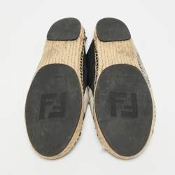 Pre Owned حذاء إسبادريل فلات فندي جلد شبك أسود/أحمر زوكا مقاس 36