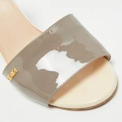 مملوكة مسبقًا صندل فنْدي جلد لامع ثلاثي الألوان بتفاصيل الشعار مقاس 36