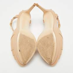 مملوكة مسبقًا Fendi Size 38 Beige Leather T-Strap Platform Sandals